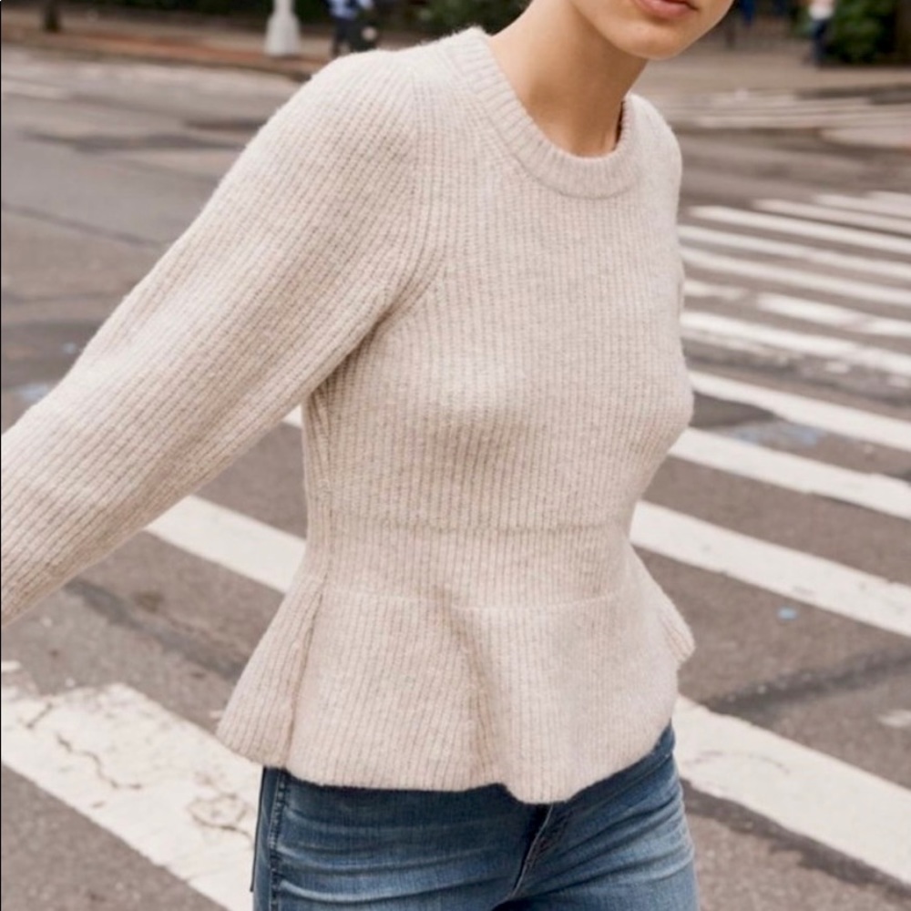 NWT Madewell Peplum Pull on Sweater Wool Blend XS